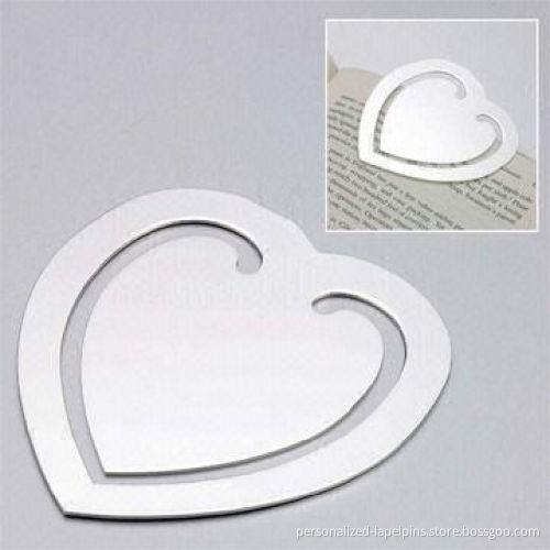 Sliver Heart Shaped Metal Book Marks, Personalised Bookmarks For Promotion And Stationery
